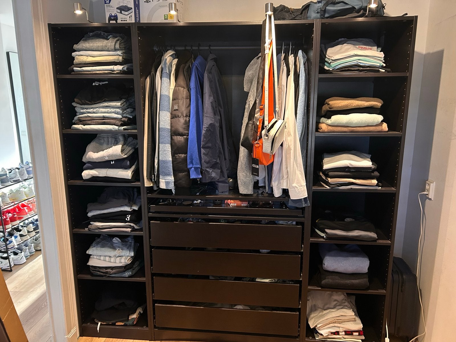 IKEA PAX Kledingkast met lades en hanggedeelte, Ophalen, 200 cm of meer, Zo goed als nieuw, Overige houtsoorten