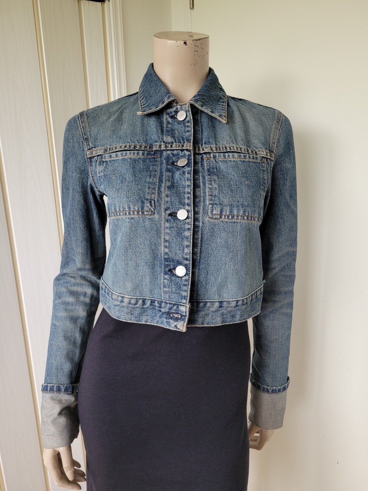 Helmut Lang denim jasje kort/short maat XS/34, Kleding | Dames, Blauw, Helmut Lang, Ophalen of Verzenden, Zo goed als nieuw