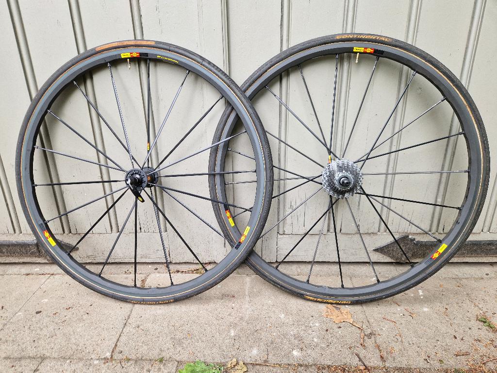Wedstrijdwielen, 28inch, velgremmen, Mavic Ksyrium SLR, Fietsen en Brommers, Fietsonderdelen, Wiel, Gebruikt, Ophalen of Verzenden