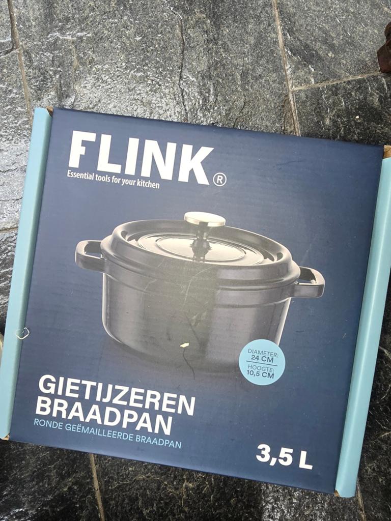 Flink Gietijzeren Braadpan 24cm 3.5L - Nieuw in doos, Huis en Inrichting, Keuken | Potten en Pannen, Ophalen of Verzenden