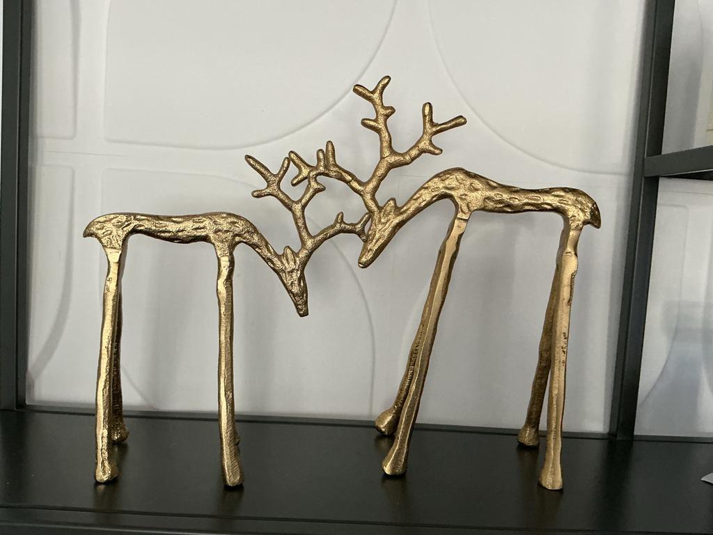 Gouden Herten Decoratiebeeld - Modern Design, Ophalen of Verzenden, Zo goed als nieuw, Goud, Metaal