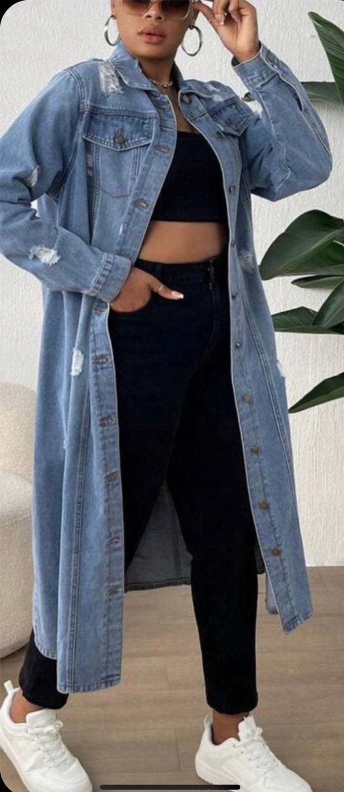 Nieuwe lange spijkerjas denim jack nieuw maat L, Ophalen of Verzenden, Zo goed als nieuw, Blauw, W30 - W32 (confectie 38/40)