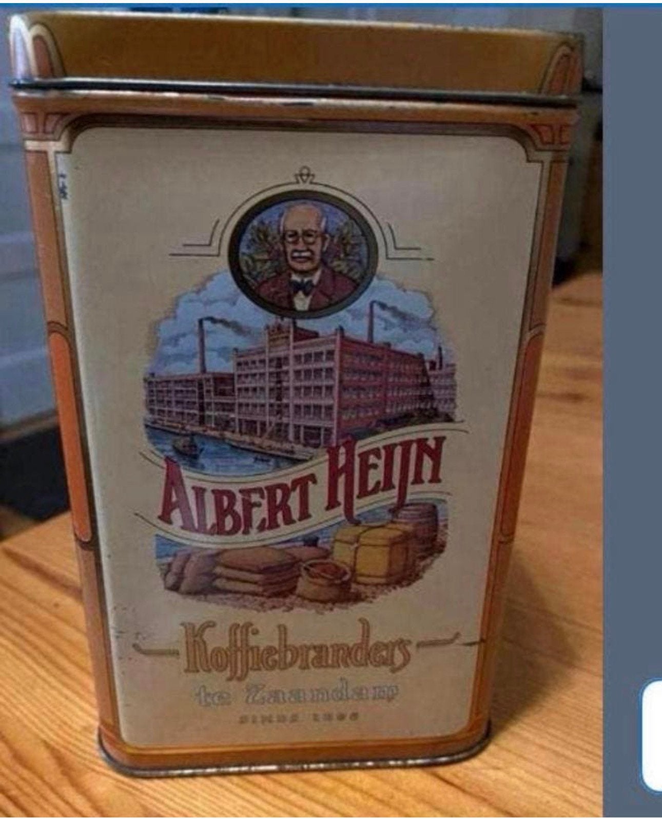 Koffiebranders , blik, Albert Heijn  16/10 / 10 cm,  Vintage, Ophalen of Verzenden, Gebruikt, Overige