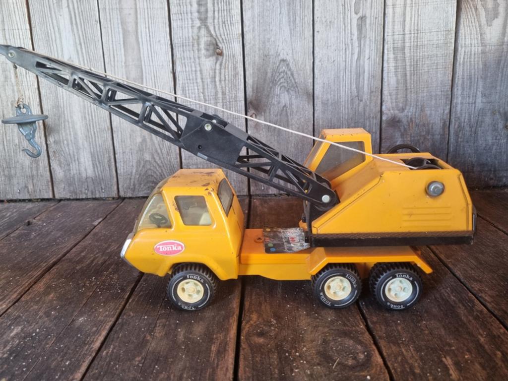 Vintage Tonka Kraanwagen - Geel Speelgoedvoertuig, Verzamelen, Ophalen of Verzenden, Gebruikt