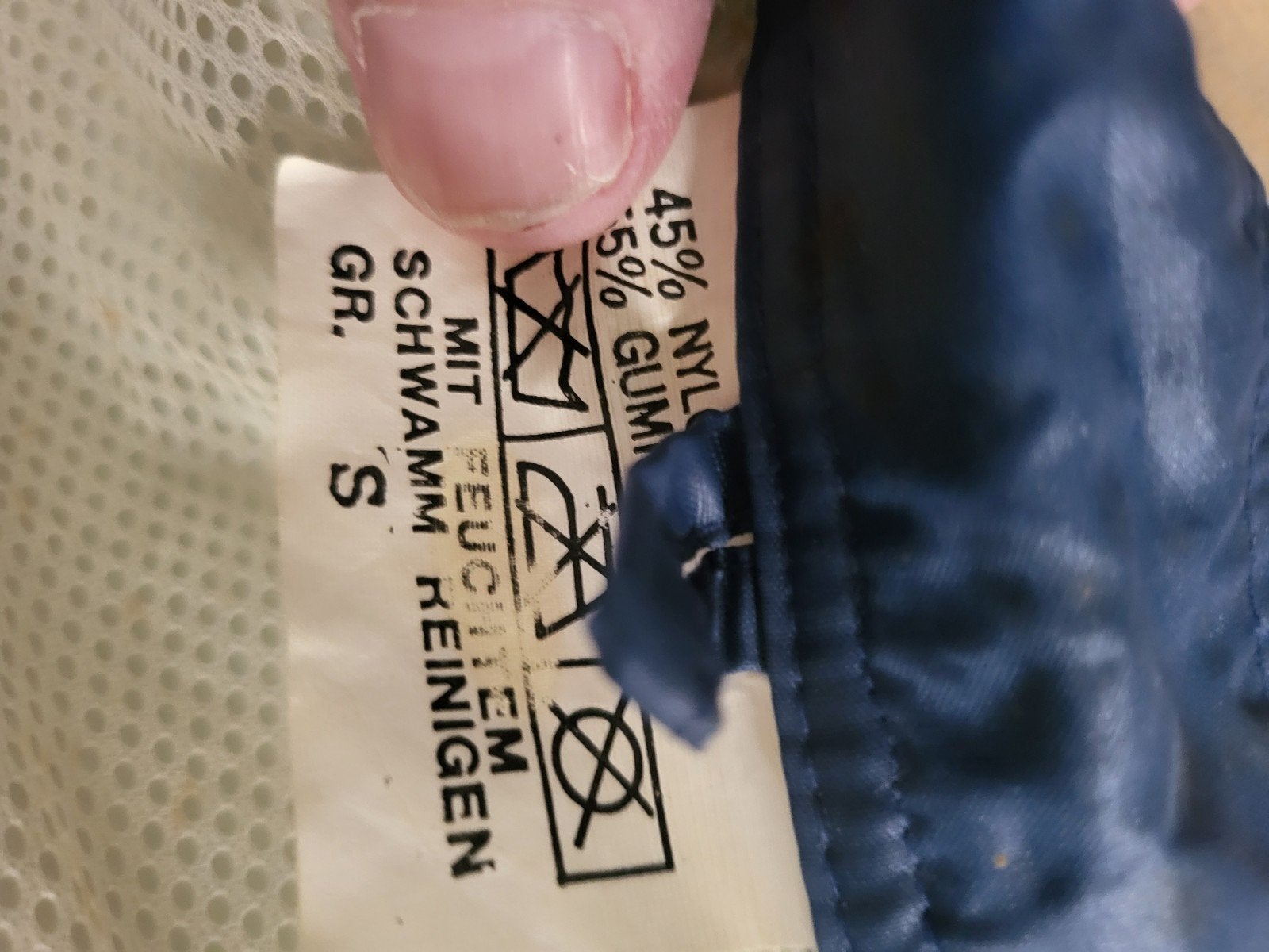 Donkerblauwe regenjas met reflecterende strepen, Onbekend, Maat 36 (S), Gedragen, Verzenden