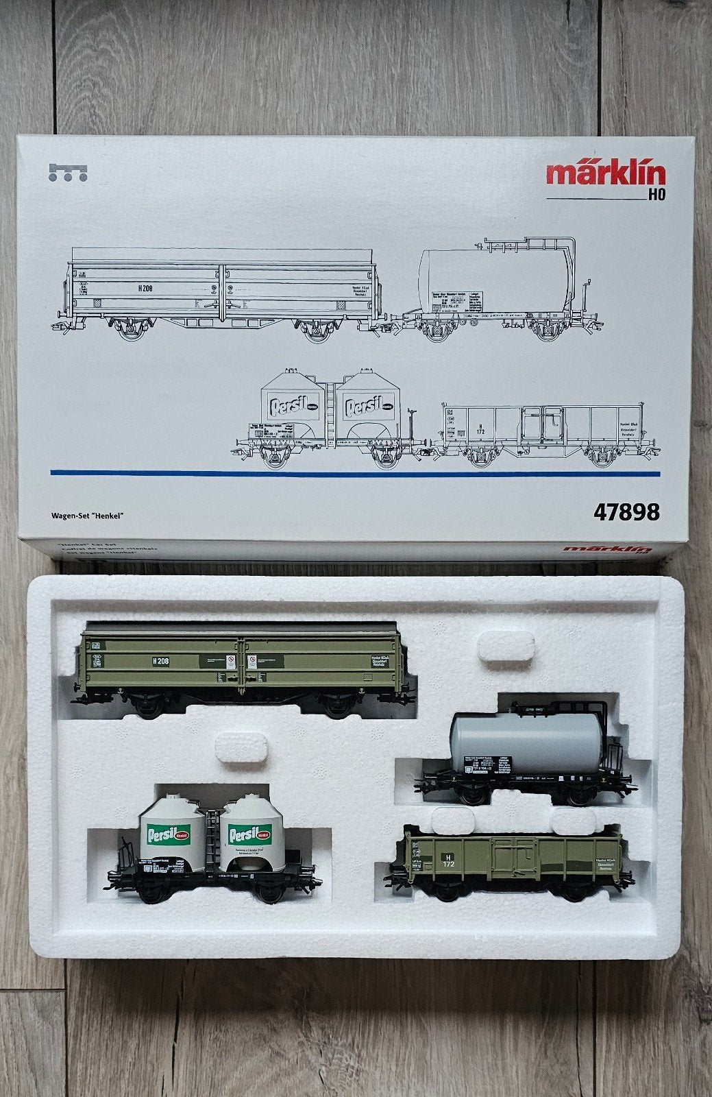 Märklin H0 Wagen-Set "Henkel" 47898, Hobby en Vrije tijd, Wisselstroom, Wagon, Ophalen of Verzenden, Zo goed als nieuw