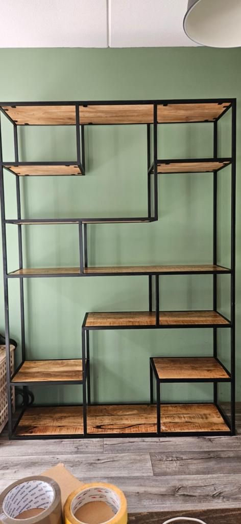 Open kast van Mango hout - Loods5, Huis en Inrichting, Kasten | Boekenkasten, Met plank(en), Gebruikt, 100 tot 150 cm, 200 cm of meer
