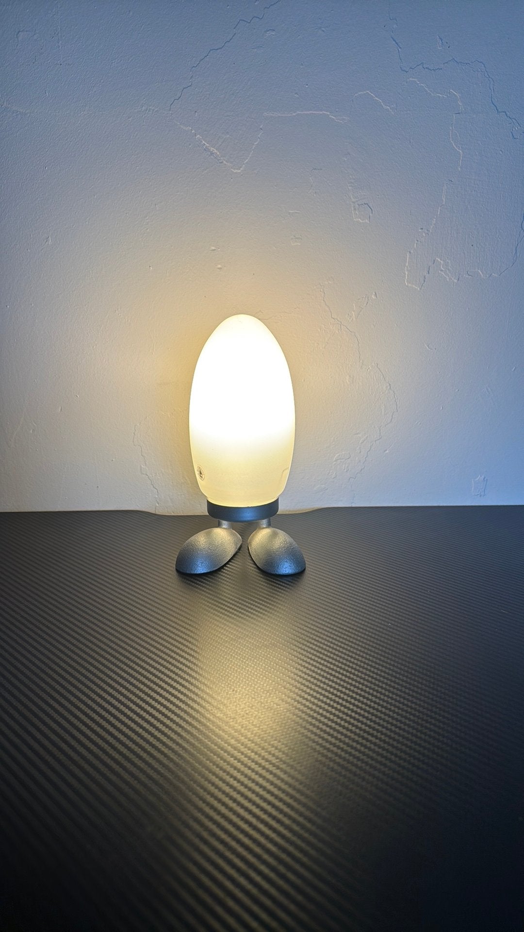 IKEA Tafellamp 'KROBY' - Wit glas met metalen voet, Gebruikt, E14 (klein), Wit, Ophalen of Verzenden