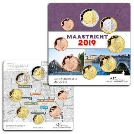 UNC set Nederland 2019 - 1 ct t/m 2 euro -Blister Maastricht, Postzegels en Munten, Munten | Europa | Euromunten, Verzenden, Overige landen