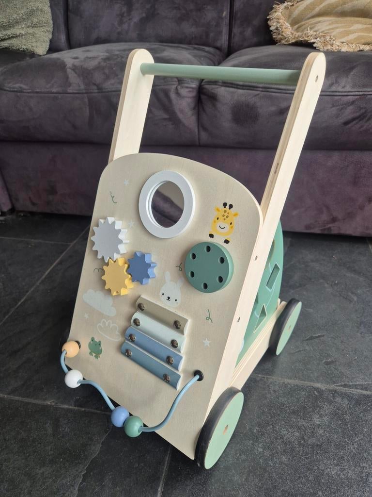 Houten loopwagen met activiteitenbord, Ophalen, Zo goed als nieuw, Duw- of Trekspeelgoed