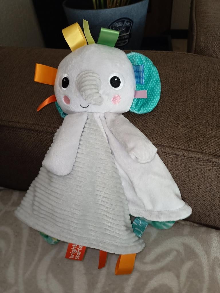 Bright starts olifant kroeldoek, labeldoek., Overige merken, Ophalen of Verzenden, Zo goed als nieuw, Wasbaar