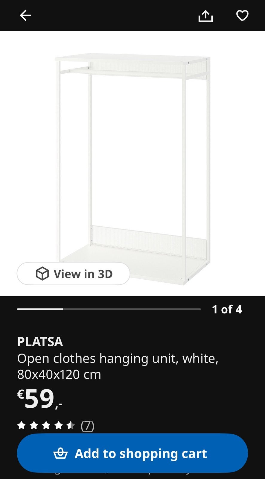 IKEA Platsa kledingkast 120x80x40 cm, Huis en Inrichting, Ophalen, Overige materialen, 100 tot 150 cm, Zo goed als nieuw