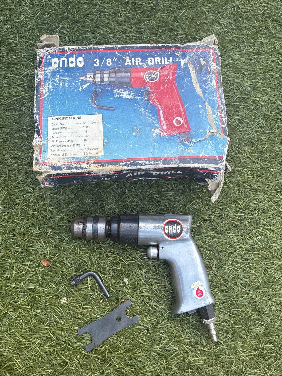 Ondo 3/8" Air Drill - Pneumatische Boormachine, Doe-het-zelf en Verbouw, Gereedschap | Boormachines, Ophalen of Verzenden, Gebruikt