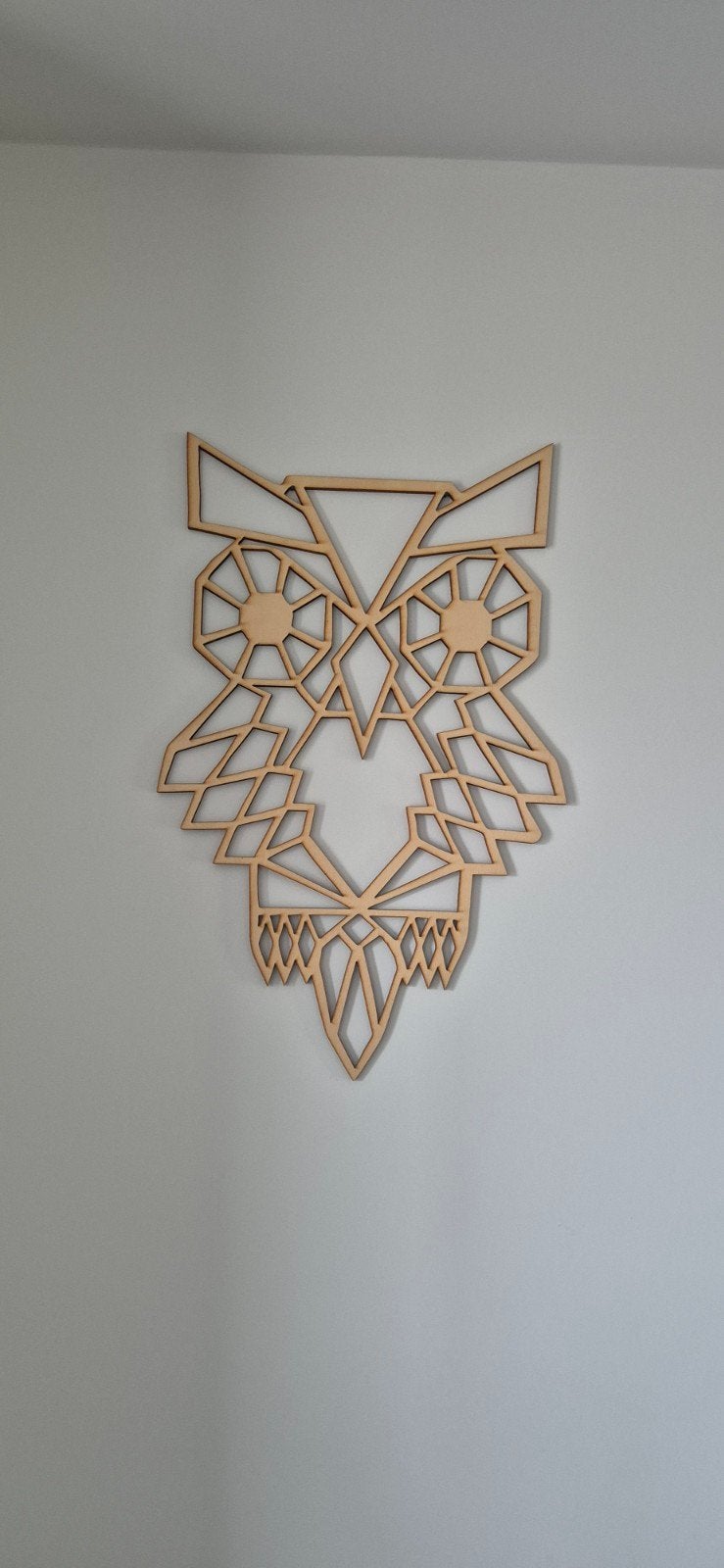 Houten Uil Wanddecoratie - Geometrisch Design 68x42cm, Gebruikt, 68 cm, Hout, Decoratieobject