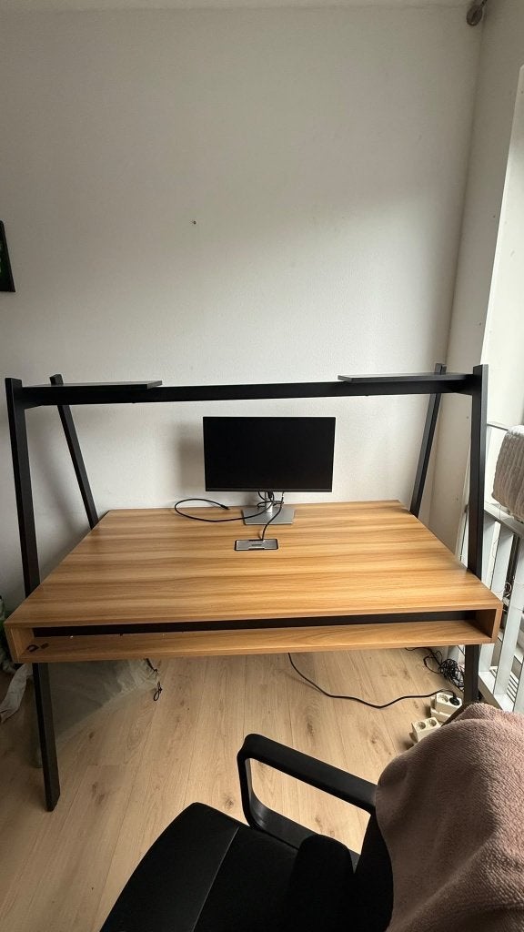 Industrial Desk with Black metal frame - Wood/Black, Huis en Inrichting, Ophalen, Demontabel, Hout, Bruin