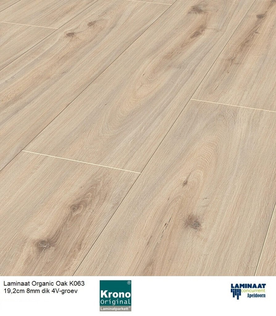 37,74m2 Laminaat Organic Oak 8mm dik 4V-groev = €295, Bruin, Laminaat vloer 8mm dik, Nieuw, Ophalen of Verzenden
