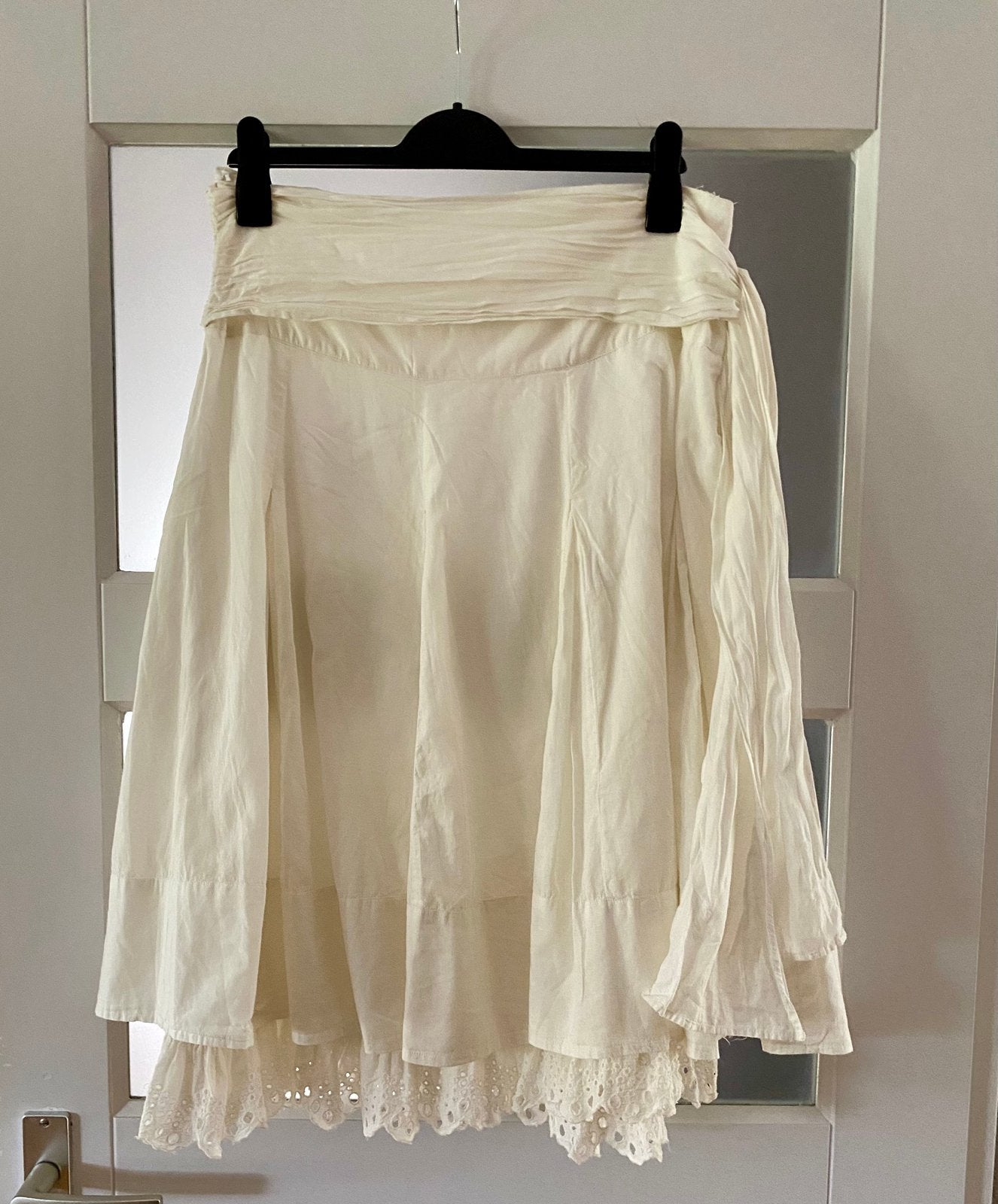 Romantische vintage rok  | Maat L | Boho / Ibiza, Kleding | Dames, Rokken, Maat 38/40 (M), Wit, Ophalen of Verzenden, Zo goed als nieuw