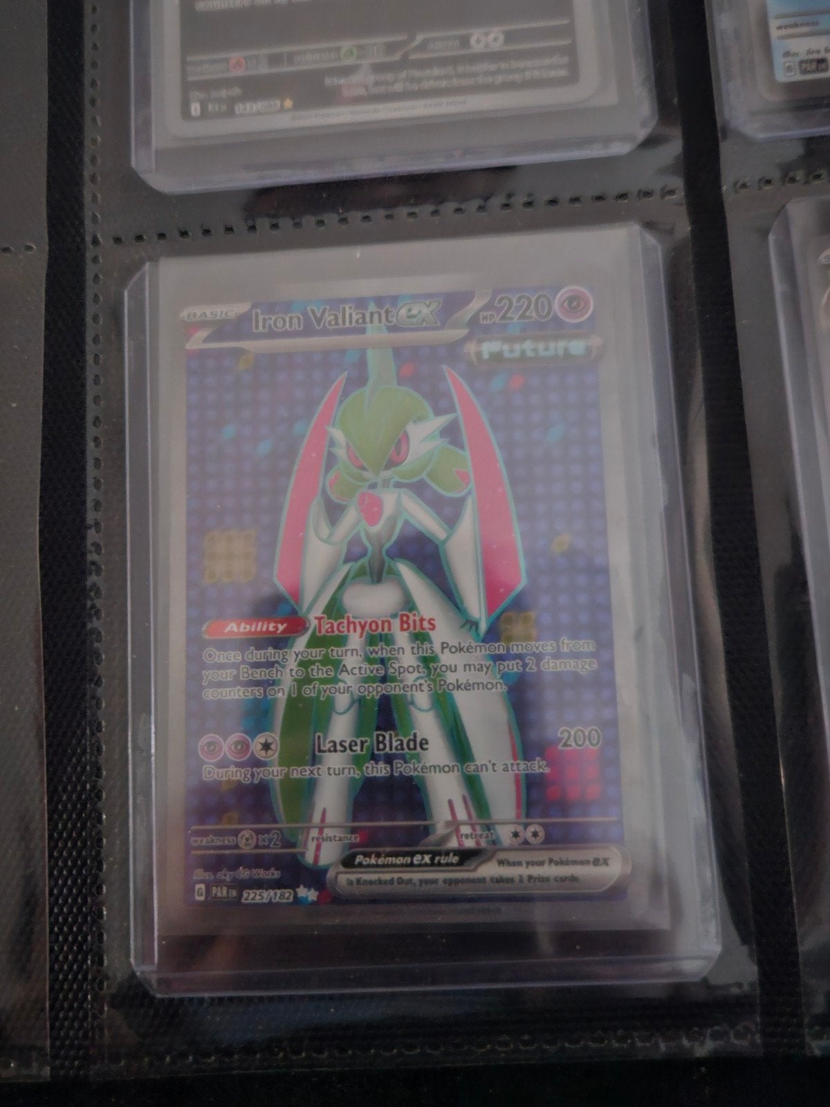 Pokemon Iron Valiant ex 225/182 Paradox Rift, Ophalen of Verzenden, Zo goed als nieuw, Losse kaart, Foil