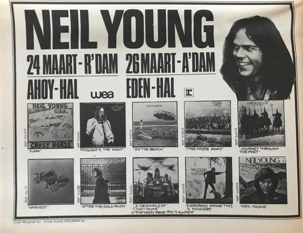 Paginagrote A4 advertentie NEIL YOUNG conc, Ophalen of Verzenden, Zo goed als nieuw