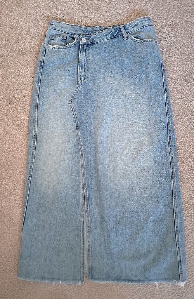 Lange Spijkerrok maat M merk Zara, Blauw, Zara, Nieuw, Onder de knie
