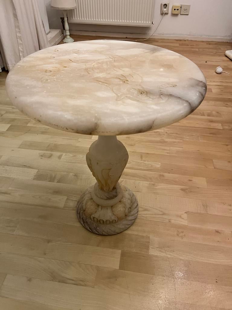 Marmeren bijzettafel, Spaans, met olifant design, Overige materialen, Minder dan 55 cm, Gebruikt, Rond