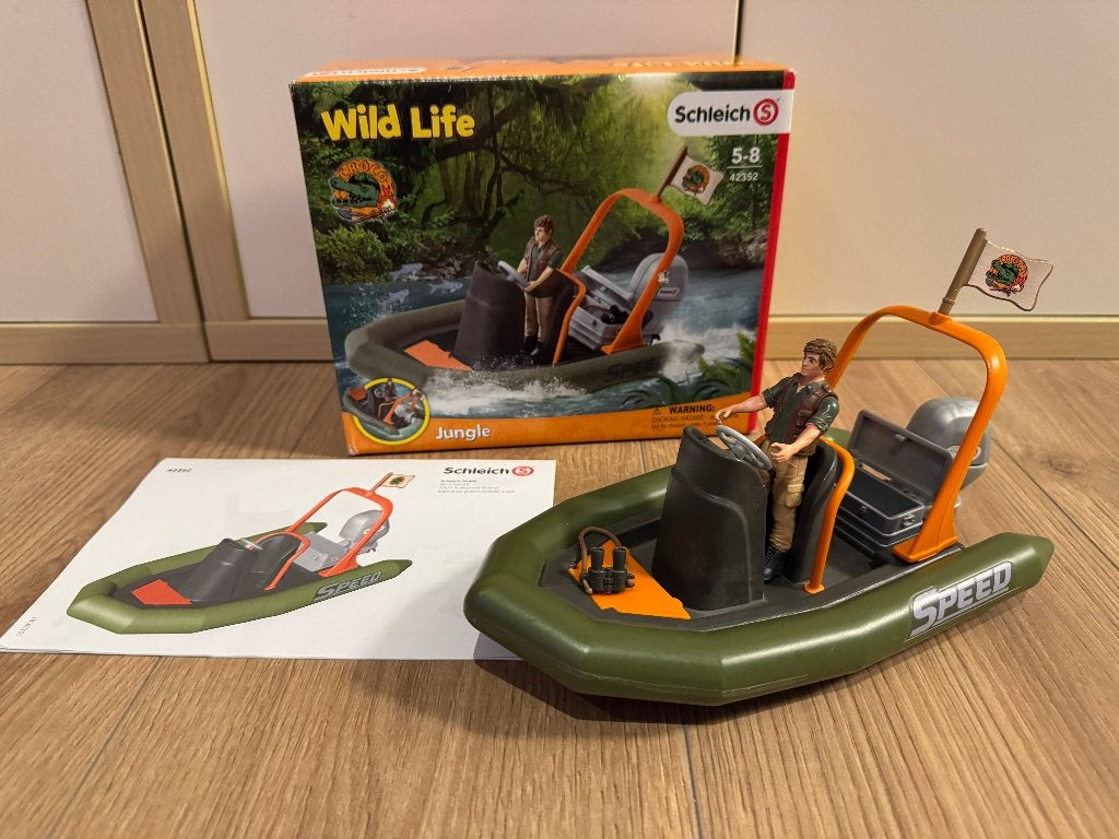 Schleich 42352 Wildlife Rubberboot met Ranger, Kinderen en Baby's, Speelgoed | Overig, Verzenden, Zo goed als nieuw, Jongen of Meisje