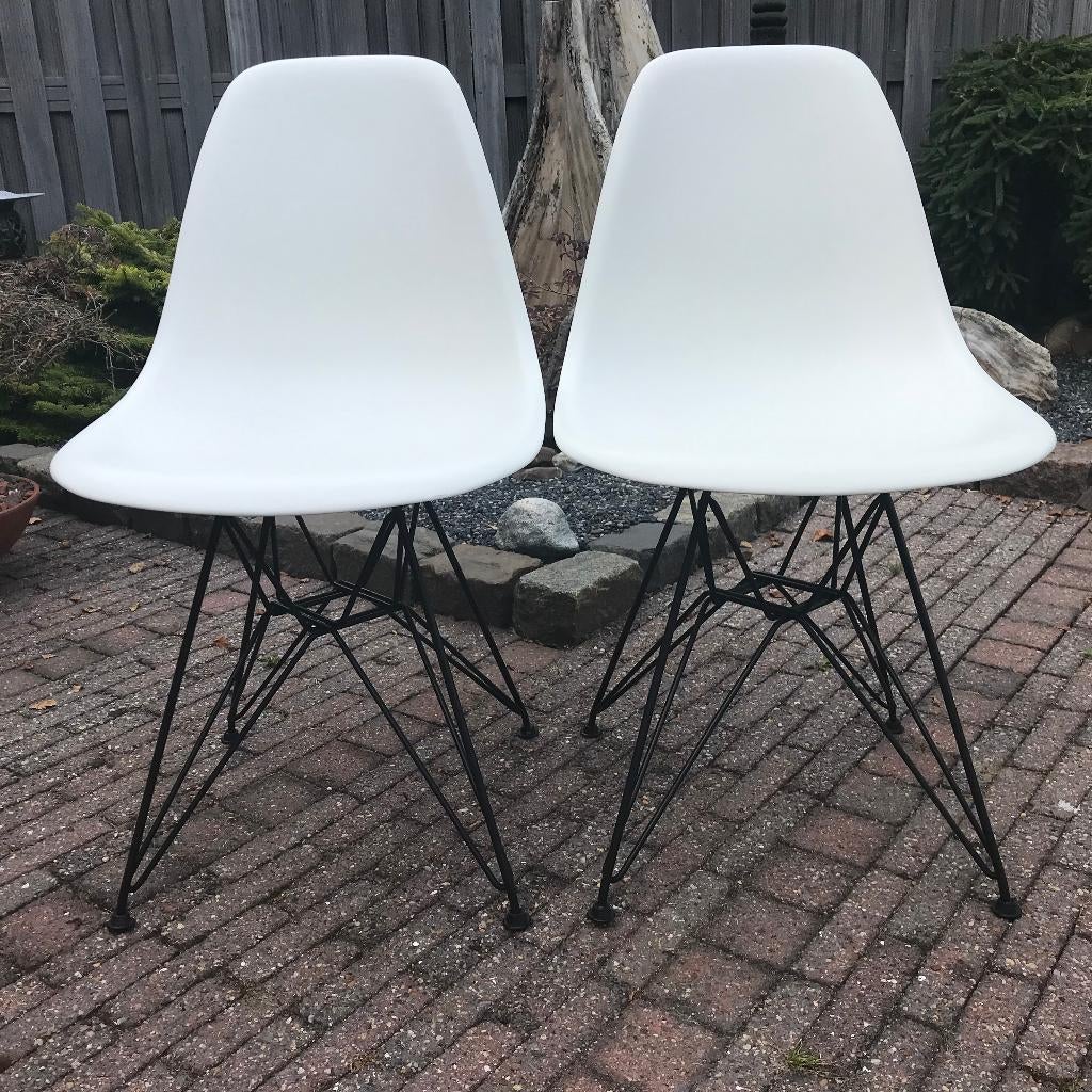 2  Vitra DSR Eames plastic chair design stoel wit, Gebruikt, Wit, Ophalen of Verzenden, Nvt