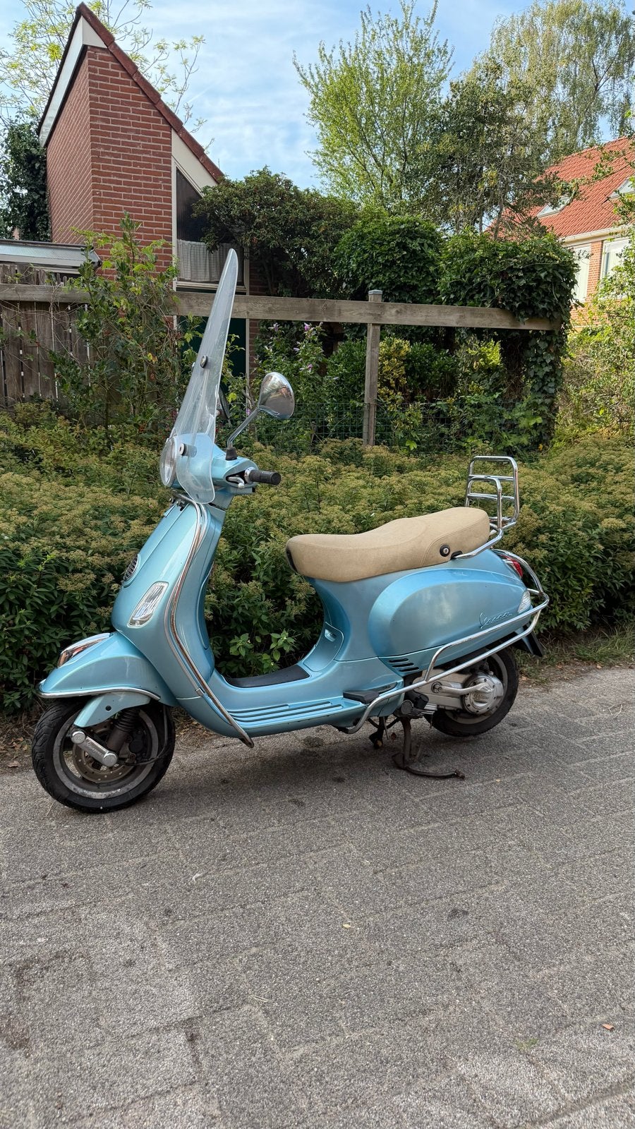 Vespa LX 50 4T Snorscooter - Lichtblauw met Windscherm, Fietsen en Brommers, Scooters | Vespa, Ophalen, Gebruikt, Benzine, Vespa LX