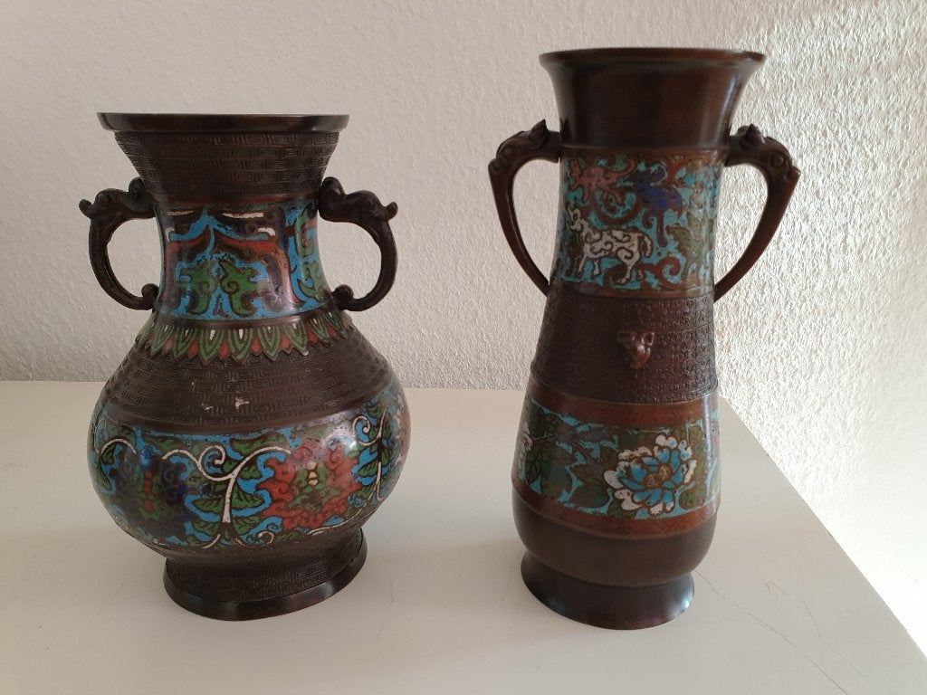 2 Chinese cloisonné vazen 19e eeuw, Antiek en Kunst, Ophalen of Verzenden