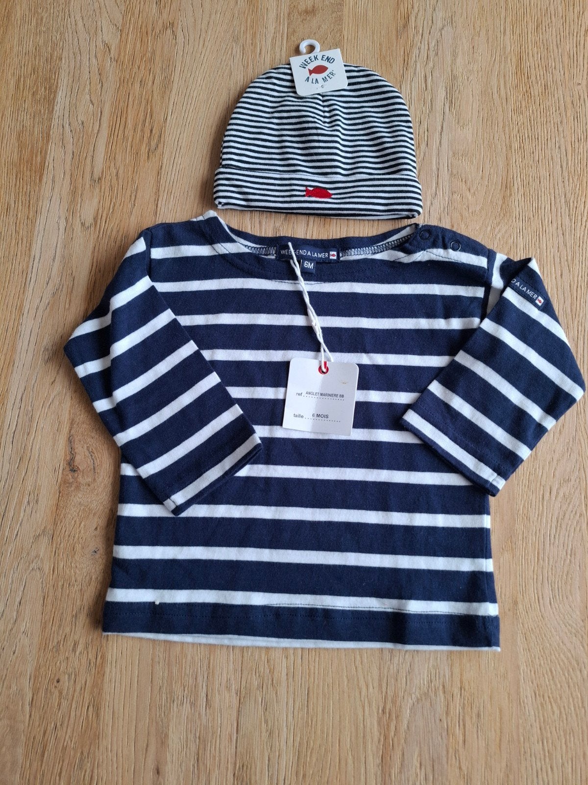 Weekend à la Mer gestreept shirt en mutsje 6M, Ophalen of Verzenden, Nieuw, Weekend à la Mer, Jongetje of Meisje
