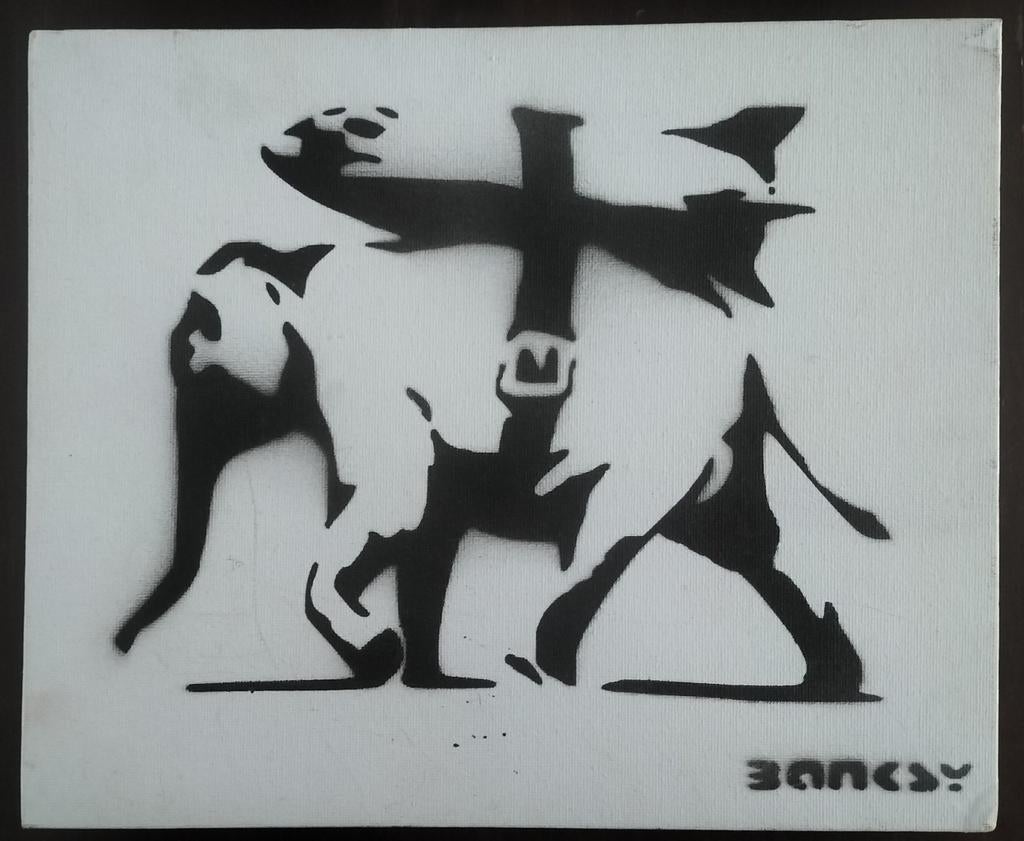 Banksy Heavy weaponry graffiti schilderij, Ophalen of Verzenden
