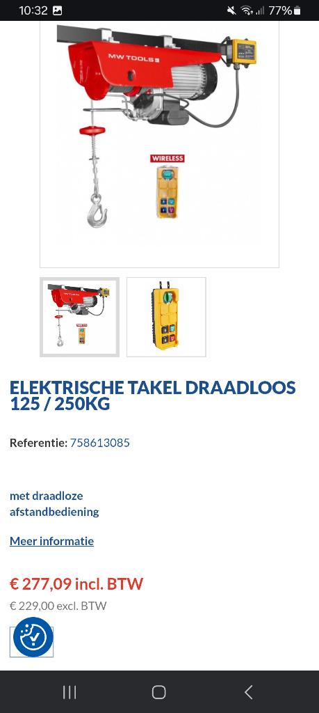 Takel mw tools, Ophalen of Verzenden, Nieuw, Elektrisch