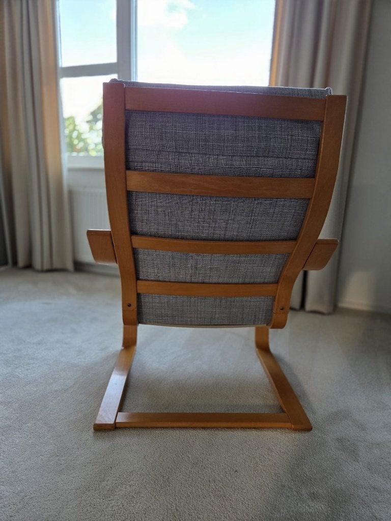 2x IKEA POÄNG fauteuil grijs / hout – nette staat, Ophalen, Twee, Zo goed als nieuw, Grijs