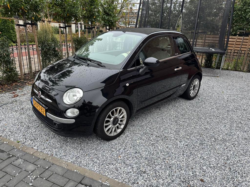Fiat 500C 0.9 500 cabrio Twinair 2013 Zwart nieuwe turbo, Auto's, Fiat, Euro 5, 31 €/maand, Cabriolet, Leder en Stof