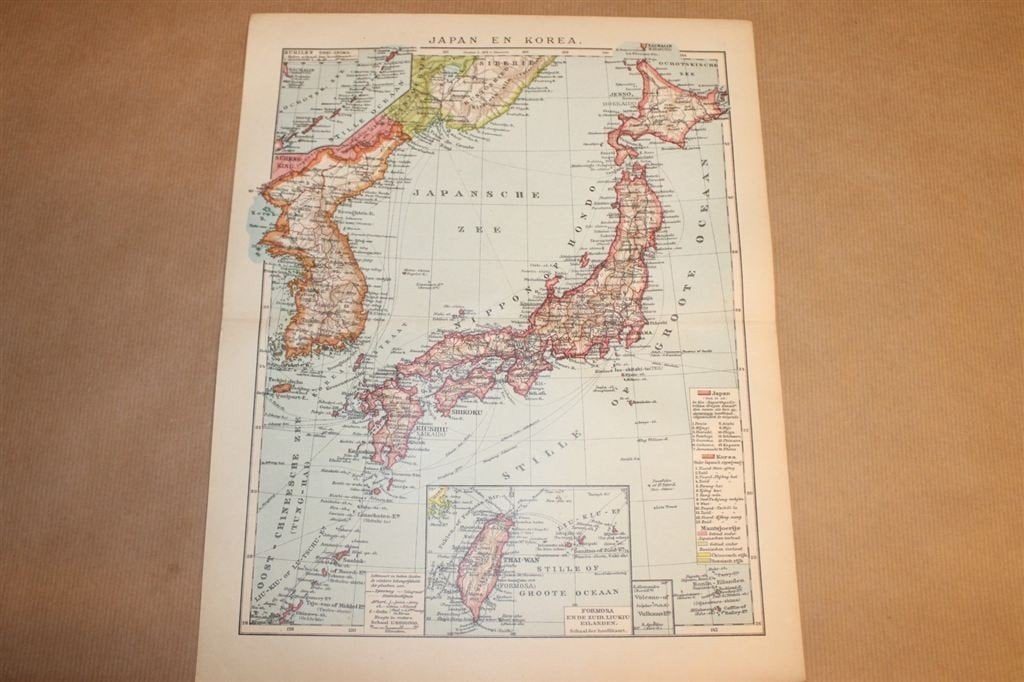 Antieke kaart - Japan en Korea - Circa 1900, Ophalen of Verzenden, 1800 tot 2000, Nederland, Landkaart