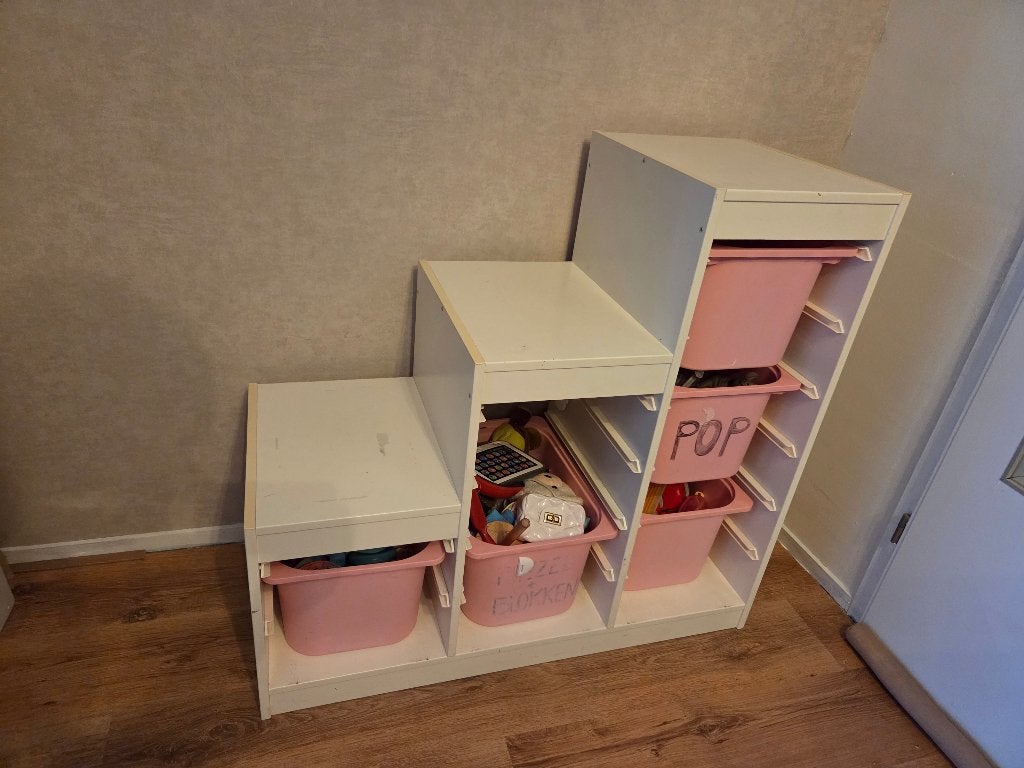 Kinderkast met 6 roze bakken, Ophalen, Gebruikt, 50 tot 70 cm, 105 cm of meer