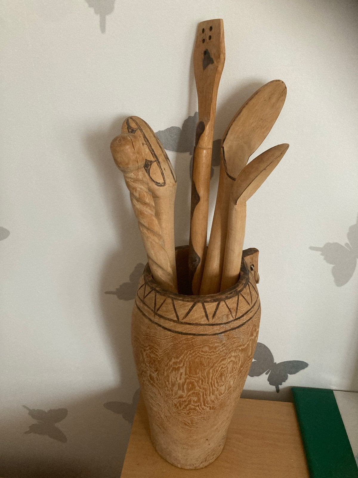 Decoratieve Houten Lepels in Vaas - Afrikaanse Stijl, Antiek en Kunst, Ophalen