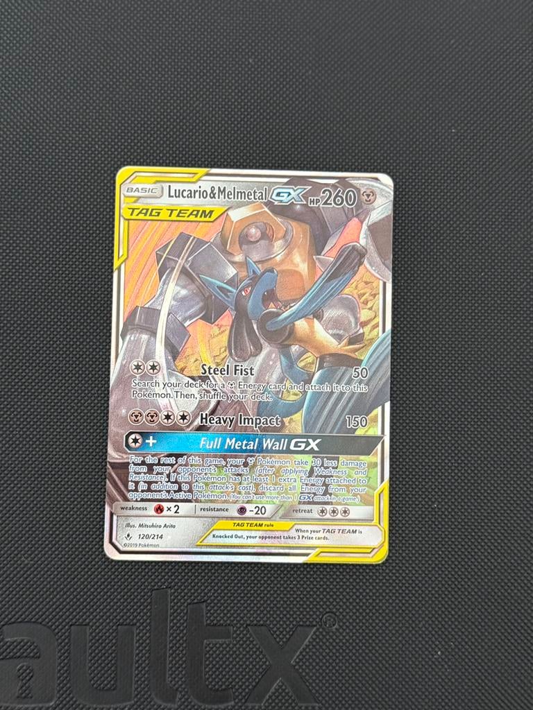 Lucario & Melmetal GX Tag team 120 - Pokemon kaart, Ophalen of Verzenden, Zo goed als nieuw