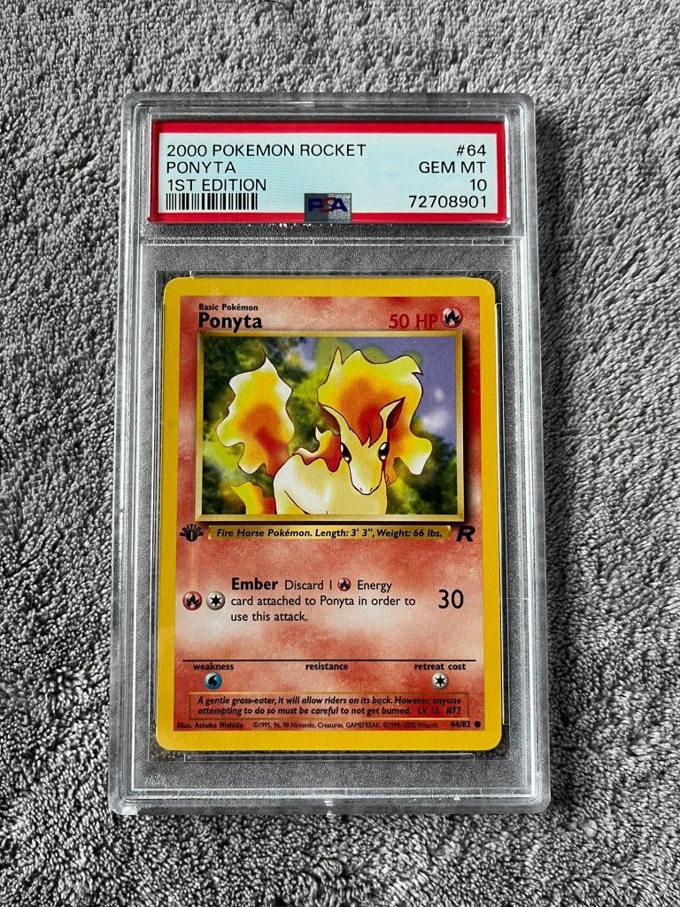 PSA 10 Pokemon 2000 ROCKET Ponyta 1st EDITION 64 72708901, Ophalen of Verzenden, Nieuw, Losse kaart