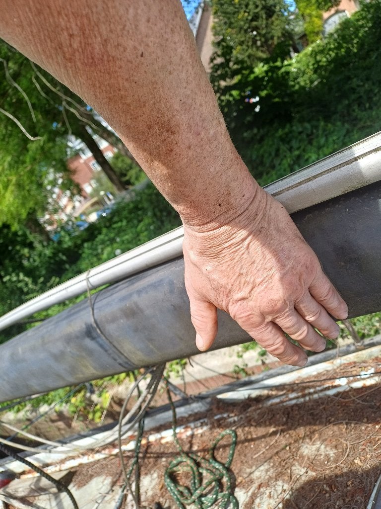 Alluminium mast met tuigage  10 meter, Ophalen, 6 meter of meer, Gebruikt, Minder dan 15 m²