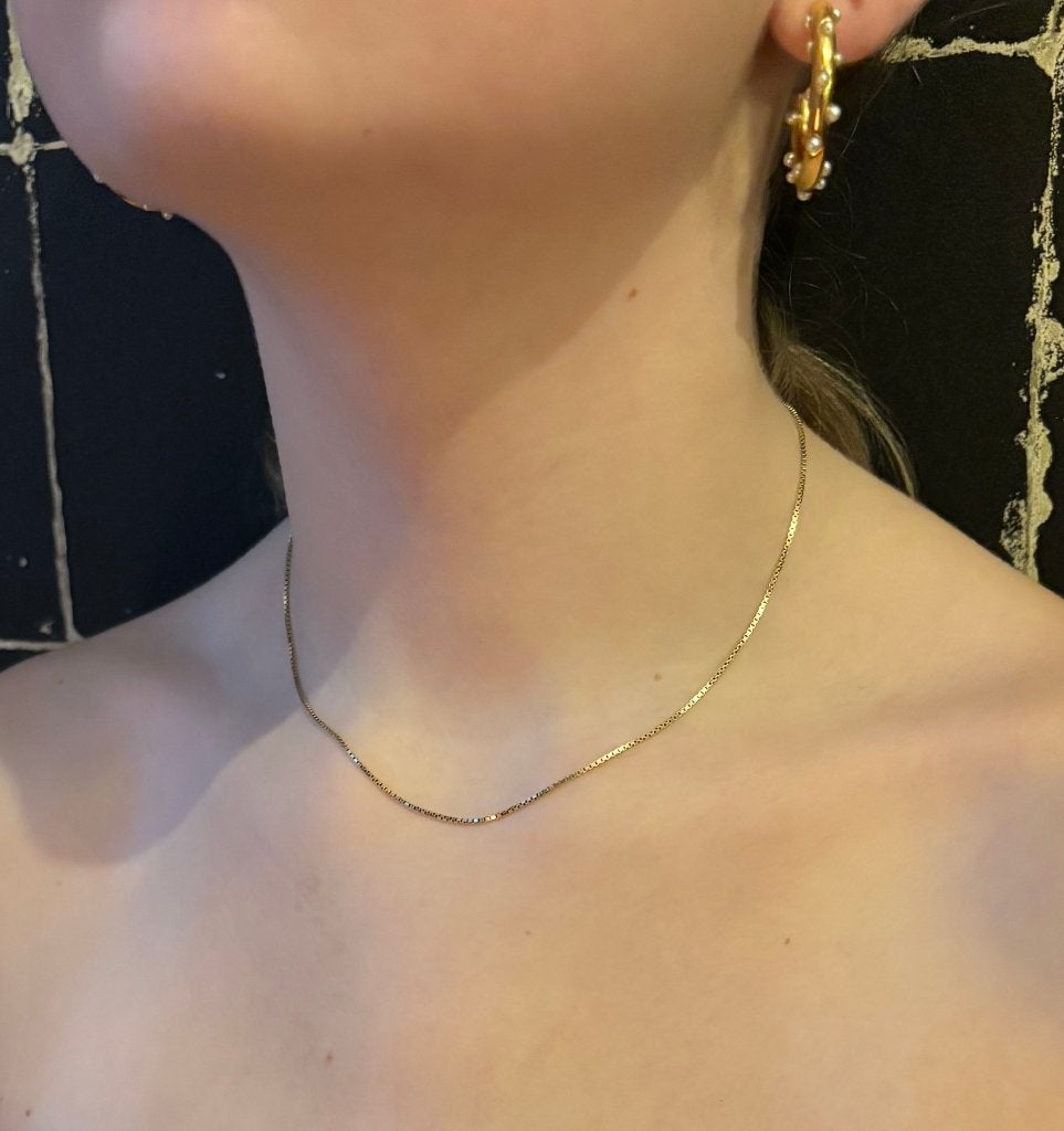 Venetiaanse 14k gouden schakel ketting dames collier 38cm