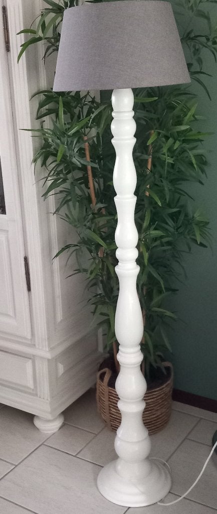 landelijke wit houten vloerlamp, Ophalen, E27 (groot), 150 tot 200 cm, Hout