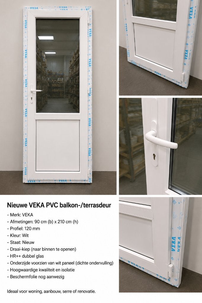 Nieuw VEKA PVC balkondeur / terrasdeur 90 x 210 cm, Ophalen, Gevelraam of Ruit, Nieuw, VEKA