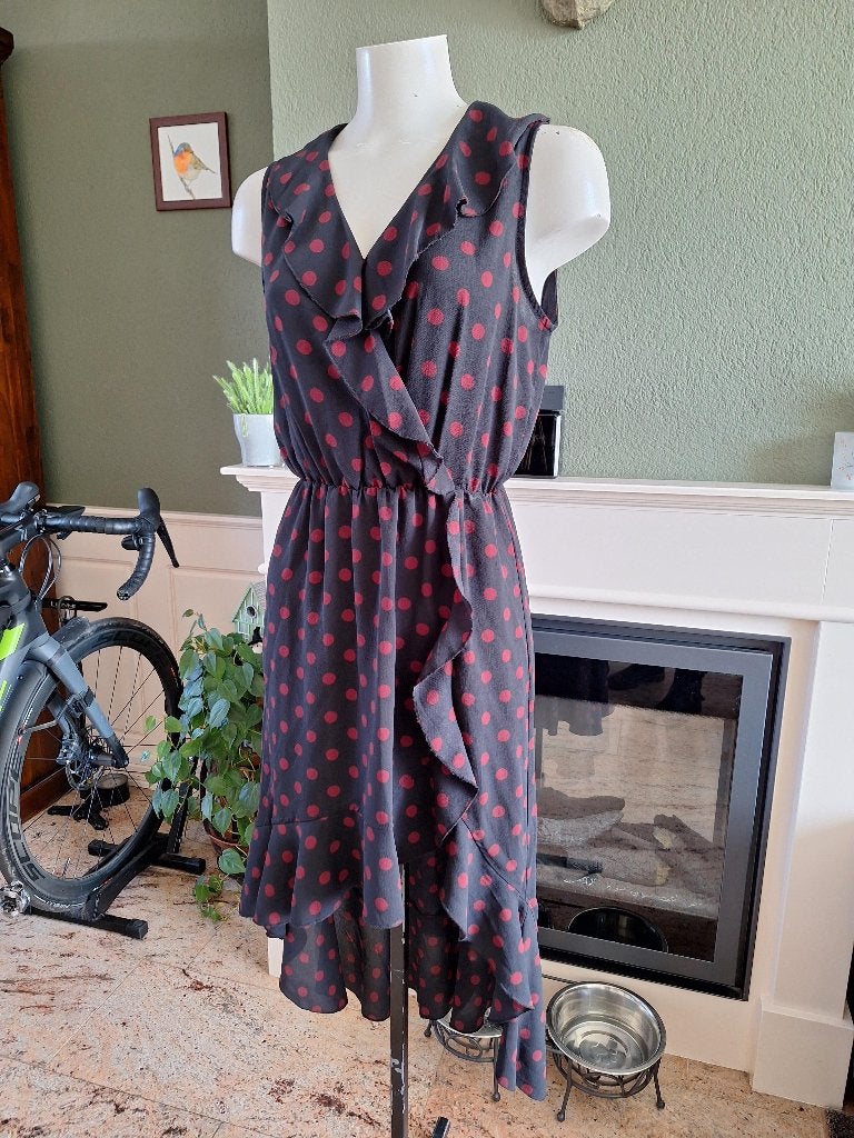 Mixeri polkadot flamengo achtige jurk M 40 38, Maat 38/40 (M), Verzenden, Zwart, Mixeri