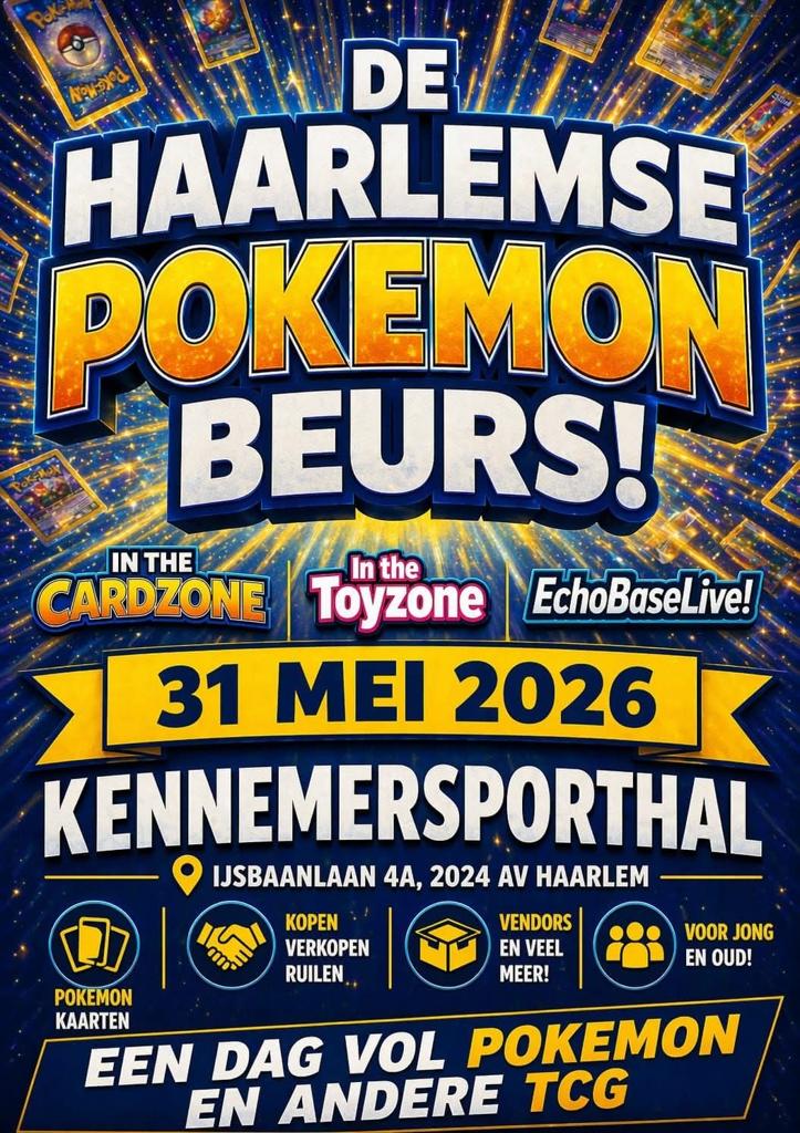 De Haarlemse Pokémon Beurs! 31 Mei 2026, Hobby en Vrije tijd, Ophalen, Nieuw, Overige typen