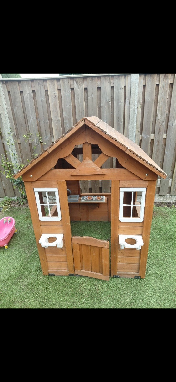 Houten speelhuisje voor buiten met keuken, Ophalen of Verzenden, Gebruikt, Hout