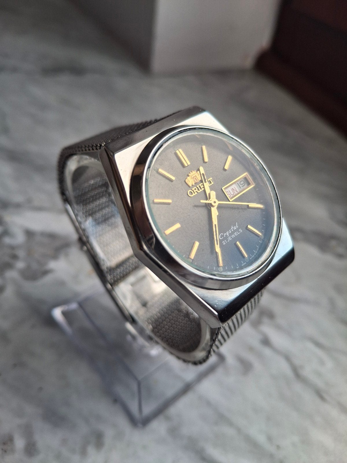 Vintage Orient Crystal Automatic 21 Jewels Day-Date, Verzenden