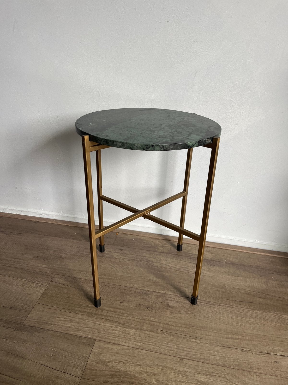 Bijzettafel Nanne - Donkergroen Marmer & Goud (50x40x40 cm), Overige materialen, Minder dan 55 cm, Rond, Zo goed als nieuw
