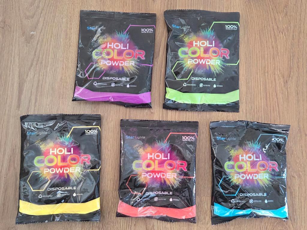 Set van 5 strooi kleur poeder zakjes – 80g – 5 kleuren, Ophalen of Verzenden, Nieuw, Feestartikel, Overige