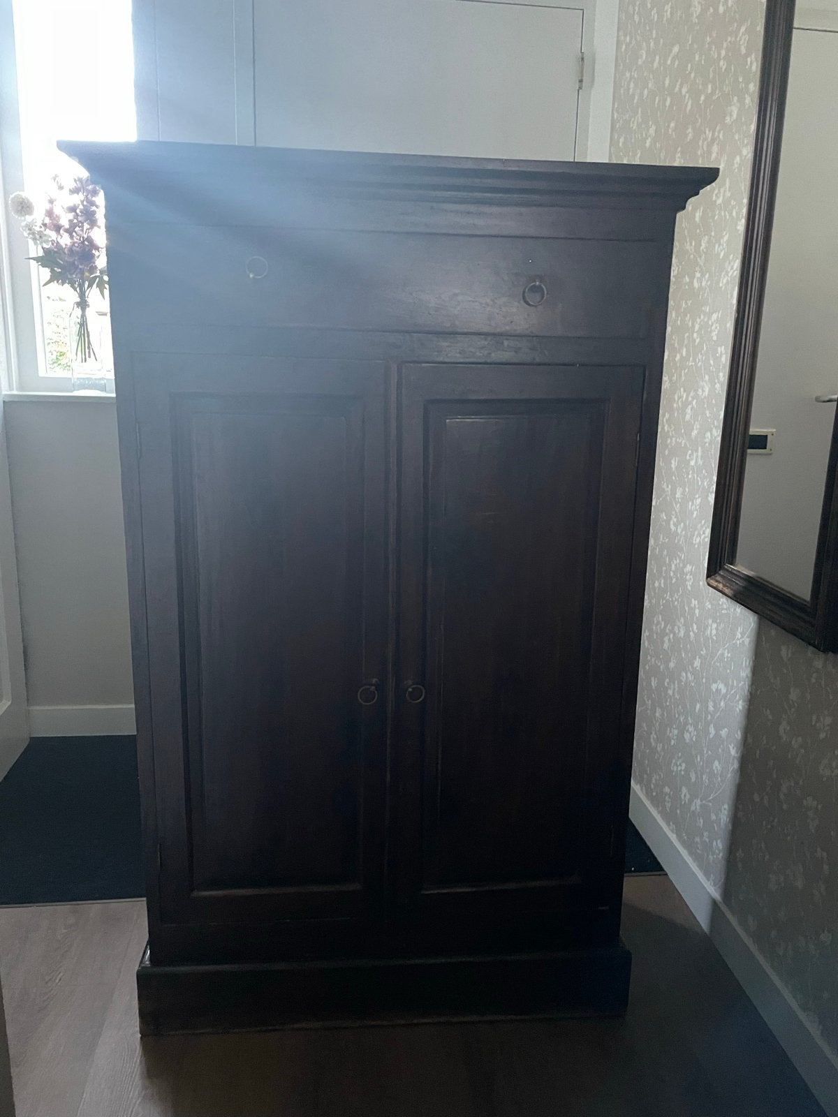 teak houten kast met lade en deuren, Ophalen
